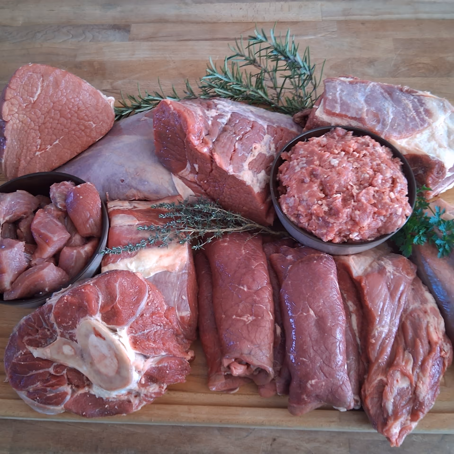 Fleischpaket mit Rindfleisch von Ochsen und Färsen vom Rannahof